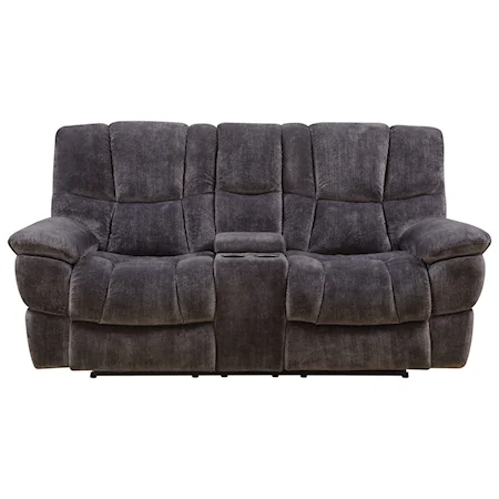 Casual Reclining Loveseat with Cupholder Storage Console